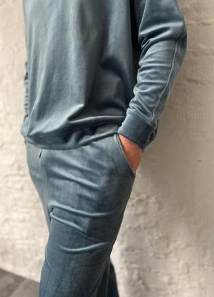 Плюшевий чоловічий костюм kaiza кофта та штани колір графіт бавовна xs3 фото