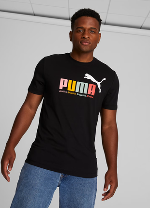 Черная мужская футболка puma essentials+ men's multicolor tee новая оригинал из сша