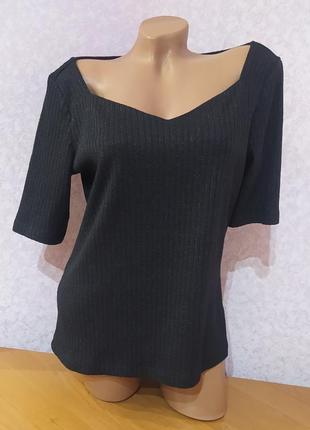 Футболка жіноча у рубчик з люрексом