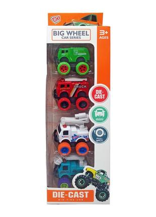 Набір іграшкових машинок jm52243, 4 машинки в наборі, коробка 9,8*5,5*32,5см. (червоно-зелений)