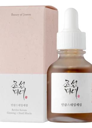 Восстанавливающая сыворотка для лица beauty of joseon revive serum: ginseng + snail mucin 30 ml