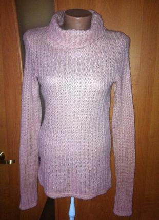 Рожевий светр (джемпер) з ворсом під шию