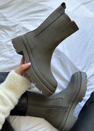 Кожаные сапоги boots khaki