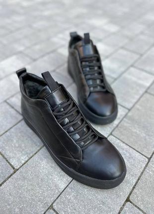 Ботинки мужские кожаные черные зимние2 фото