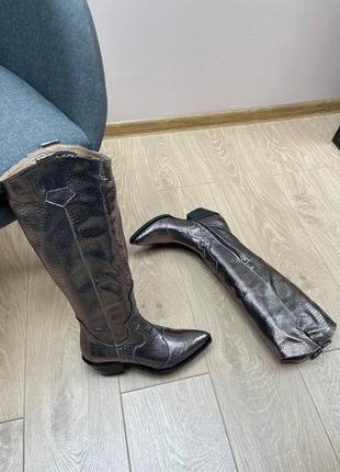 Эксклюзивные сапоги казаки из натуральной итальянской кожи и замши женские4 фото