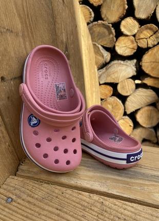 Детские кроксы сабо crocs crocband kids peony/pink1 фото