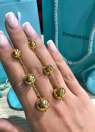 Брендові сережки tiffany кульки у позолоті