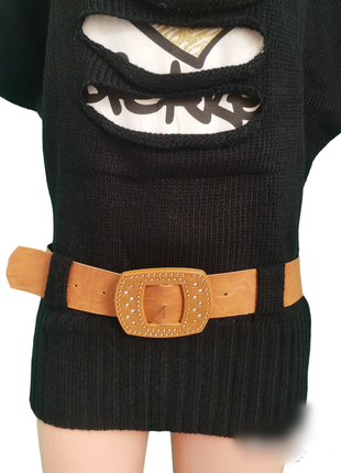 Джемпер черный вязаный безрукавка удлиненная жилетка с рукавом летучая мышь4 фото