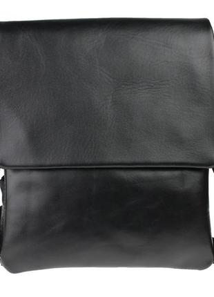 Сумка мужская кожаная планшетка черная гладкая кожа7 фото