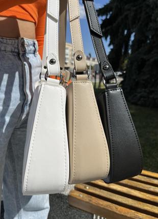 Женская сумка багет  ⁇  бежевая, белая ⁇  Украинское производство4 фото