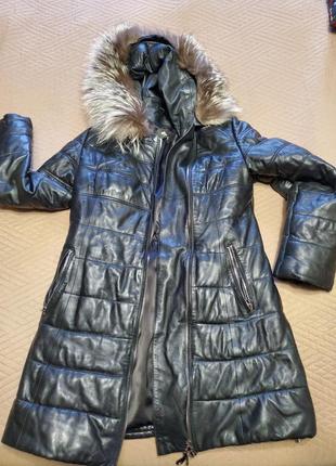 Пуховик зимний кожаный s6 фото