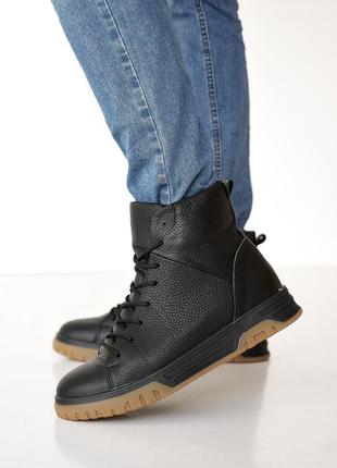 Базові чорні зимові чоловічі черевики, шерстяна підкладка,шкіряні,чоловіче взуття на зиму 2023-20242 фото
