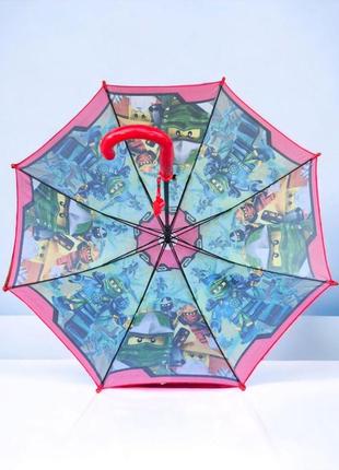 Детский зонтик для мальчика полуавтомат с принтом лего ниндзяго, зонтик для ребенка3 фото