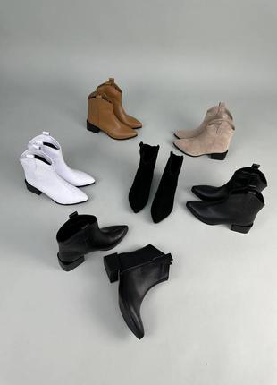 Ботинки казаки женские замшевые и кожаные на каблуке демисезонные3 фото