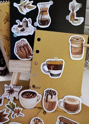 Набор #8 для скрапбукинга стикеры красивые изображения кофе корица для рукоделия творчества ежедневника блокнота записная планер
