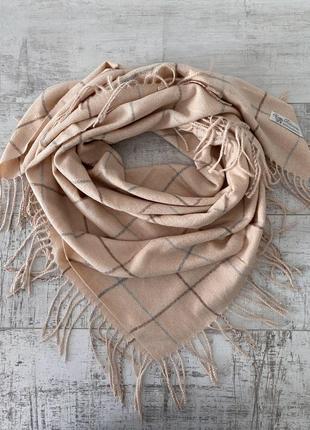 Квадратный шарф хустка бежева в клітинку