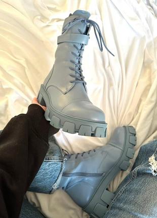 Жіночі черевики блакитні boyfriend boots blue10 фото