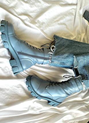 Женские ботинки голубые boyfriend boots blue8 фото