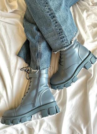 Жіночі черевики блакитні boyfriend boots blue9 фото