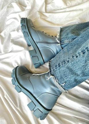 Женские ботинки голубые boyfriend boots blue6 фото