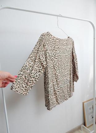 Легкая натуральная блуза с лео принтом вискоза рукав 3/48 фото
