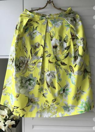 97% хлопок. яркая юбка на лето с цветами с зауженной талией4 фото