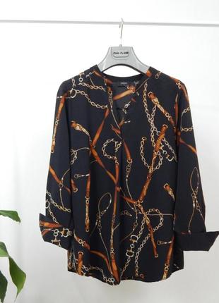 Очень стильная блуза от papaya прямого свободного кроя принт цепи офисная деловая вечерняя1 фото