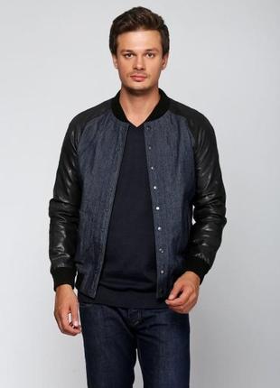 Куртка-бомбер джинс и кожа napp jeans.
