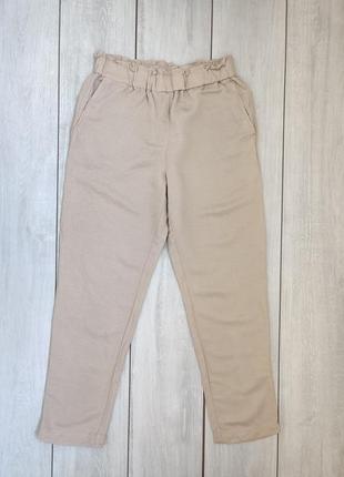 Качественные бежевые брюки из льна и вискозы с боковыми карманами  s р5 фото