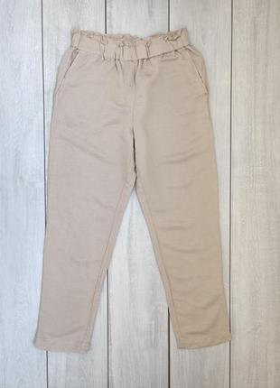 Качественные бежевые брюки из льна и вискозы с боковыми карманами  s р