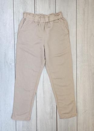 Качественные бежевые брюки из льна и вискозы с боковыми карманами  s р4 фото