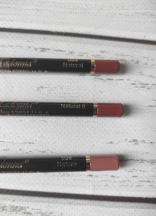 Набір нюдовых олівців для губ miss madonna 3 шт2 фото