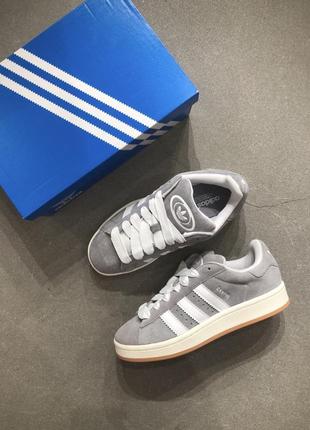 Кроссовки кеди adidas original campus 00s grey grey white hq8707 кампус серые с белыми полосками