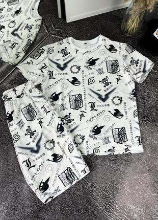 Білий літній спортивний костюм з принтами