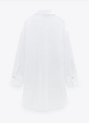 Базовое стильное белое платье рубашка оверсайз бренд zara4 фото