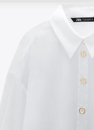 Базовое стильное белое платье рубашка оверсайз бренд zara5 фото