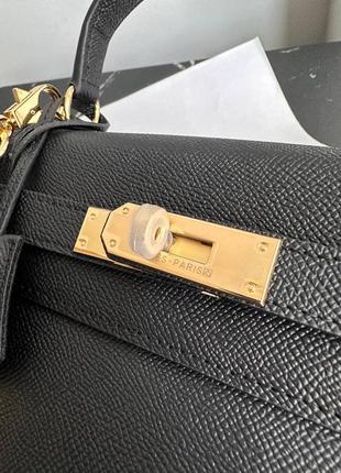 Черная женская кожаная сумка в стиле hermes келлы эрмес10 фото