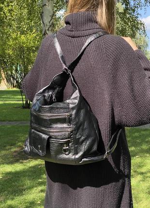 Женская сумка кросс-боди через плече рюкзак 10187 черная8 фото