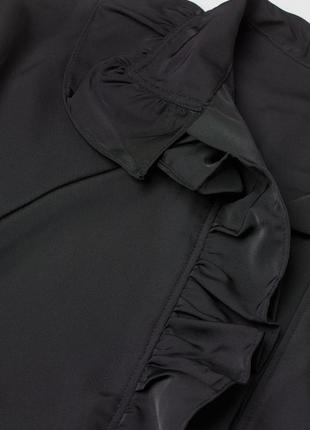 Рубашка блуза черная с воротником воланом оверсайз h&amp;m5 фото