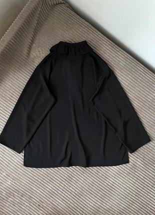 Рубашка блуза черная с воротником воланом оверсайз h&amp;m8 фото