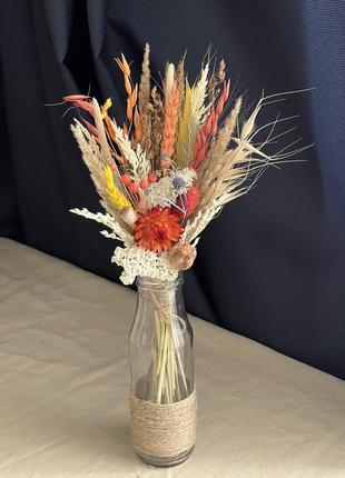 Букетик комплімент з сухоцвітів осінній декор подарунок букетики