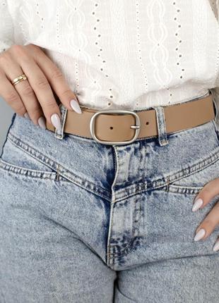 Ремінь жіночий шкіряний hc-3451 (120 см) бежевий під джинси та штани2 фото