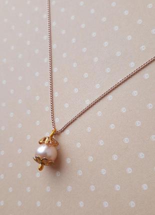 Кулон миниат жемч подвес цепочк чокер ожерел колье золот бижутер лаконич дизайн перл