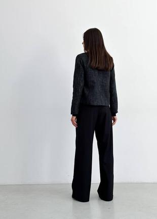 Жакет пиджак из твида в стиле шанель чёрный7 фото