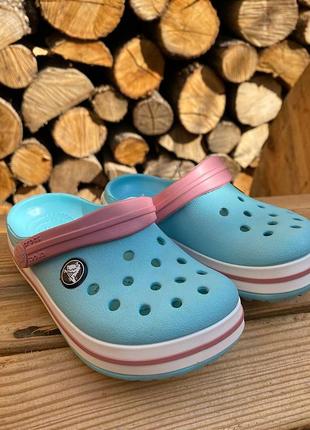 Дитячі крокси сабо crocs kids’ crocband clog ice blue/white блакитні2 фото