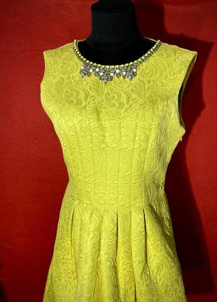 Жовта яскрава сукня від oasis зі стразами , р. s/m4 фото