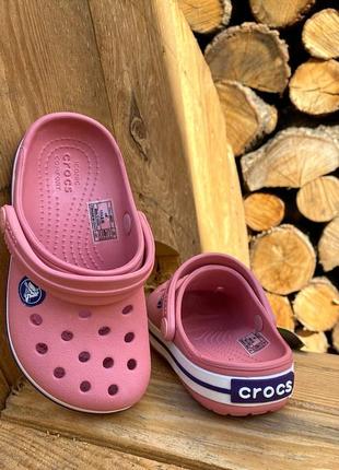 Детские кроксы сабо crocs kids’ crocband clog peony pink/stucco розовые