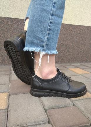 Туфли мокасины женские черные4 фото