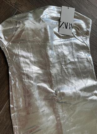 Трендовое джинсовое платье zara с серебряным напылением10 фото