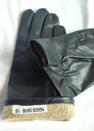 Перчатки мужские кожаные демисезонные черные (размер l, 9½)3 фото